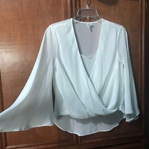 Cato White Bell Sleeve Sheer top